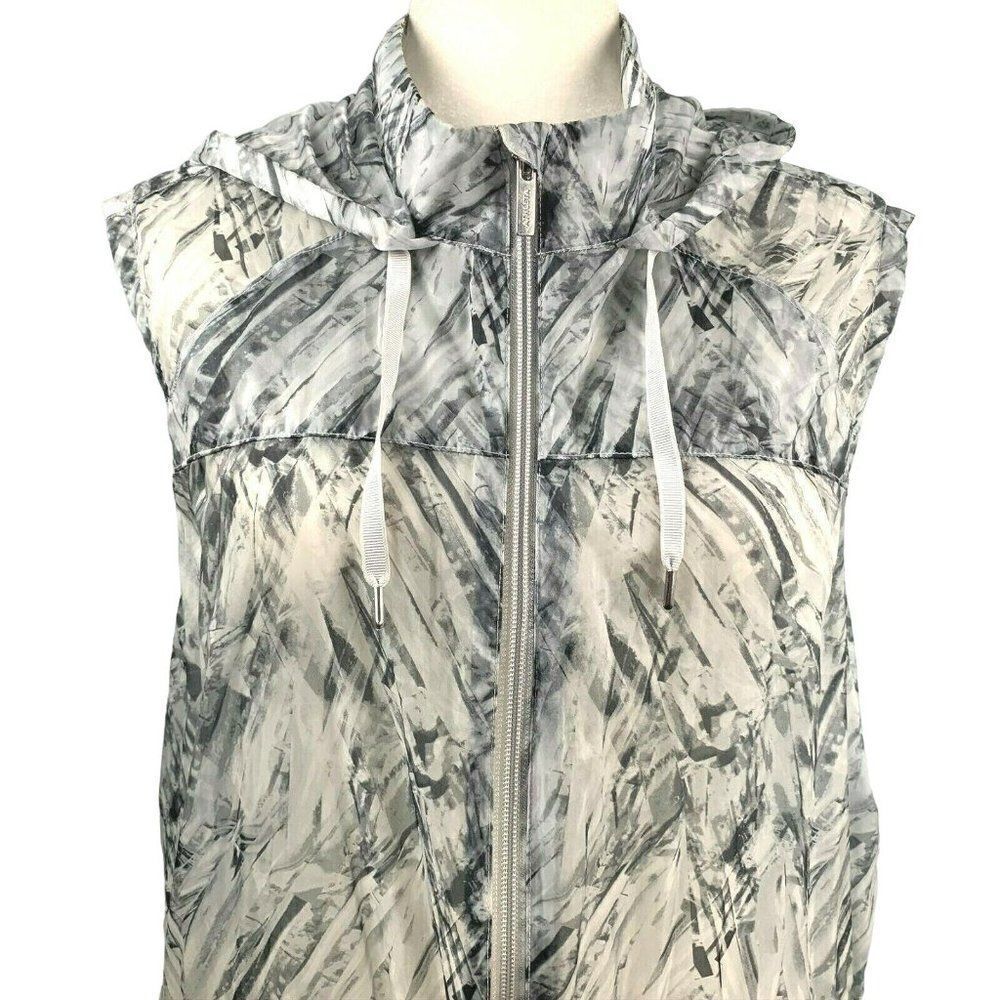 Athleta Inspire Sleeveless Vest Grey Cobblestone Nylon Full Zip Hooded S